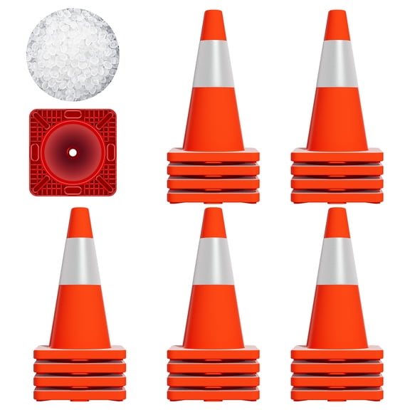 Orange Traffic Cone, 20 Pack Set, Weighted Base Design, Reflective Traffic Cone, PVC Traffic Cone, Construction Safety, Road Parking, Sports Training