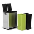 SimpliMagic Dual Compartment Trash Can with Separate Foot Pedals Rectangular Stainless Steel