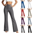 thumbnail image 6 of Purcolt Women's Flare Leggings Dressy Casual High Waist Dress Pants Comfort Stretch Slim Fit Trousers Zipper Flare Slacks for Business Work Office, 6 of 6