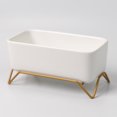thumbnail image 4 of Rectangular Flowerpot Ceramic Iron Base Planter Delicate Flower Pot Creative Succulent Pots for Home Garden Office Shop, 4 of 8