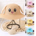 thumbnail image 2 of VOUZZA Kids Magic Moving Ears Straw Hat Cute Cartoon Rabbit Air Pump Squeeze Ear Flaps Pop Up Wide Brim Summer Beach Sun Protection Cap, 2 of 3