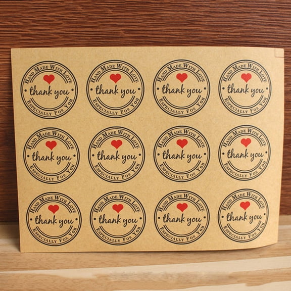 SEWCHICS 500Pcs Kraft Paper Stickers Handmade with Love for Candy Bags Baking Decoration and Party Favors
