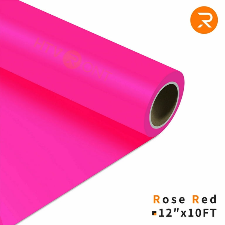 Fluorescent Rose Red Heat Transfer Vinyl Rolls-12 x 10FT Iron on Vinyl for  Shirts,Iron on for Cricut&All Cutter Machine-Easy to Cut&Weed for Craft