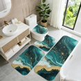 thumbnail image 5 of Blue and Gold Marble Pattern Bathroom Rug Set 4 Piece,Includes Contour,Lid Cover,Bath Mat,Non-Slip Extra Soft Absorbent Washable, 5 of 5