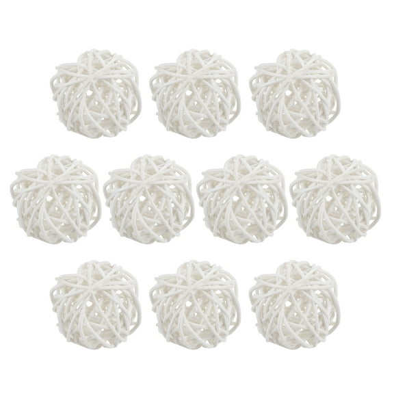 Uxcell 10 Pcs Wicker Rattan Balls 2 Inch Rattan Decorative Balls Vase Fillers for Wedding Party White