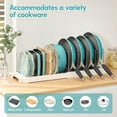 thumbnail image 4 of ORDORA Expandable Pan Organizer with 12 Adjustable Shelves, Multifunctional Pots and Pans Organizer Rack for Kitchen Cabinets, Stainless Steel Pot Rack Lid Holder, White, 4 of 7