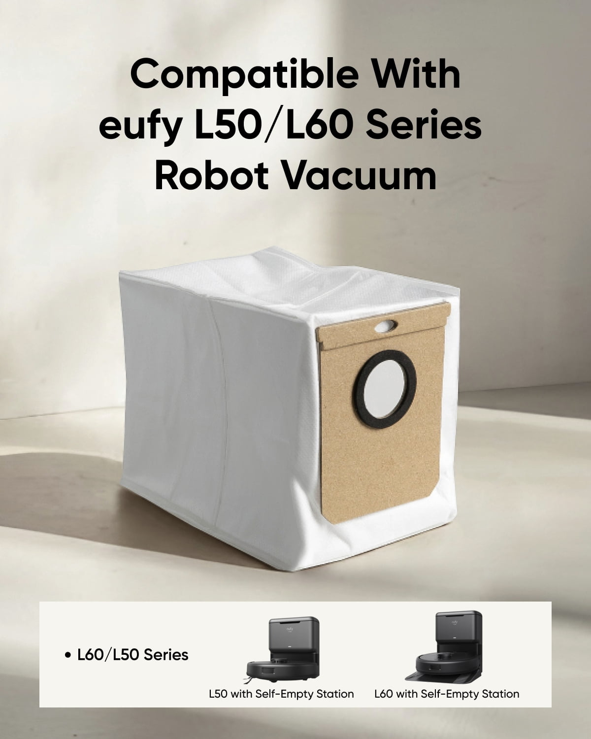 eufy Replacement Dust Bags for eufy L60/L50 Series with Self-Empty Station
