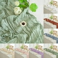 thumbnail image 1 of Mantel Banderines de mesa de crepé, mantel de gasa plisada de 90x180cm, decoración para bodas y eventos, color azul bruma, 1 unidad Rkxzt, 1 of 9