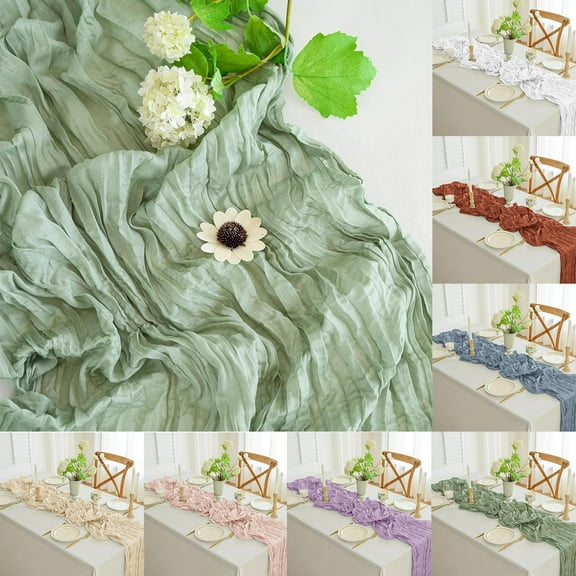 Crepe Table Flags, Pleated Gauze Table Decor, Wedding Party Tablecloths, Solid Color Twisted Fabric, Home Dining Enhancement