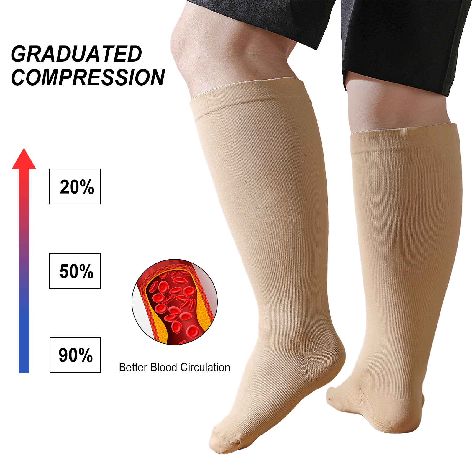AMITOFO Compression Socks Wide Calf, 2-Pairs photo 5
