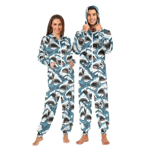 joogoo Sharks-s1 Unisex Adults Onesies Pajamas Jumpsuits L