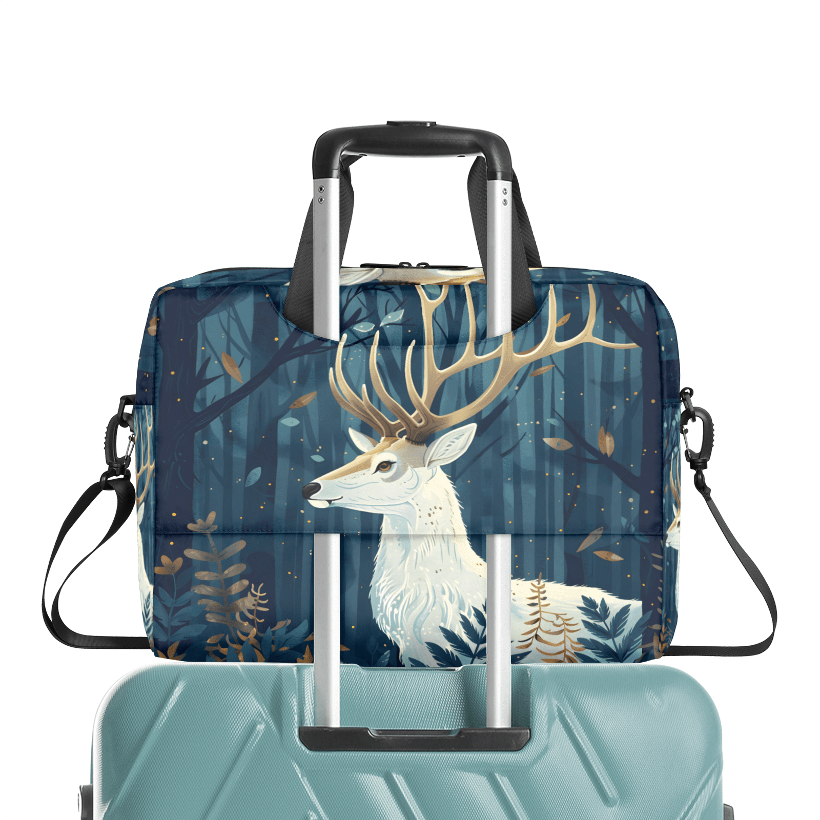 Herdesigns Forest Deer Laptop Bag for Women Men, Computer Case Briefcase Messenger Bags, 15-15.6 inch Laptop Sleeve Shoulder Bag