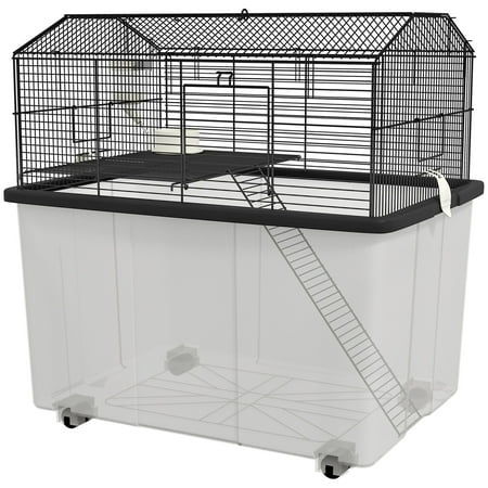 Grace Paws 22" 2-Tier Hamster Cage with Extra-Deep 14" Base, Small Animal Cage with Ramp,
