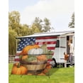 thumbnail image 4 of 4th of July RV Awning Sun Shade Screen 9'X7' Retro American Flag Mesh Sunscreen Harvest Pumpkin Stars Stripe Awning Shade Screen with Zipper UV Blocker Completed Kits for RV Motorhome Camper, 4 of 7