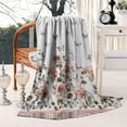 thumbnail image 2 of White Butterfly Rose Pattern Blanket,Comfortable Soft Lamb Wool Throw Blanket,All Season,Warm Lightweight Blankets for Sofa Bed Couch Living Room Chair,50"x60", 2 of 4