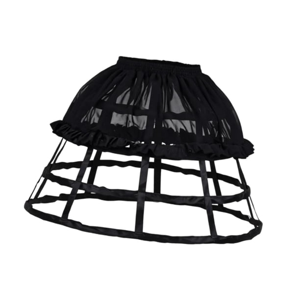 Falda de aro con jaula, enagua, vestido de cosplay de Lolita, con polisón Negro