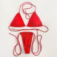 thumbnail image 4 of SMihono Women Trendy Triangle Micro Bikini Set Push Up Padded Swimsuit Adjustable Spaghetti Strap Bathing Suit Tie Side Thong Beachwear Two Piece Swimwear Red 4, 4 of 6