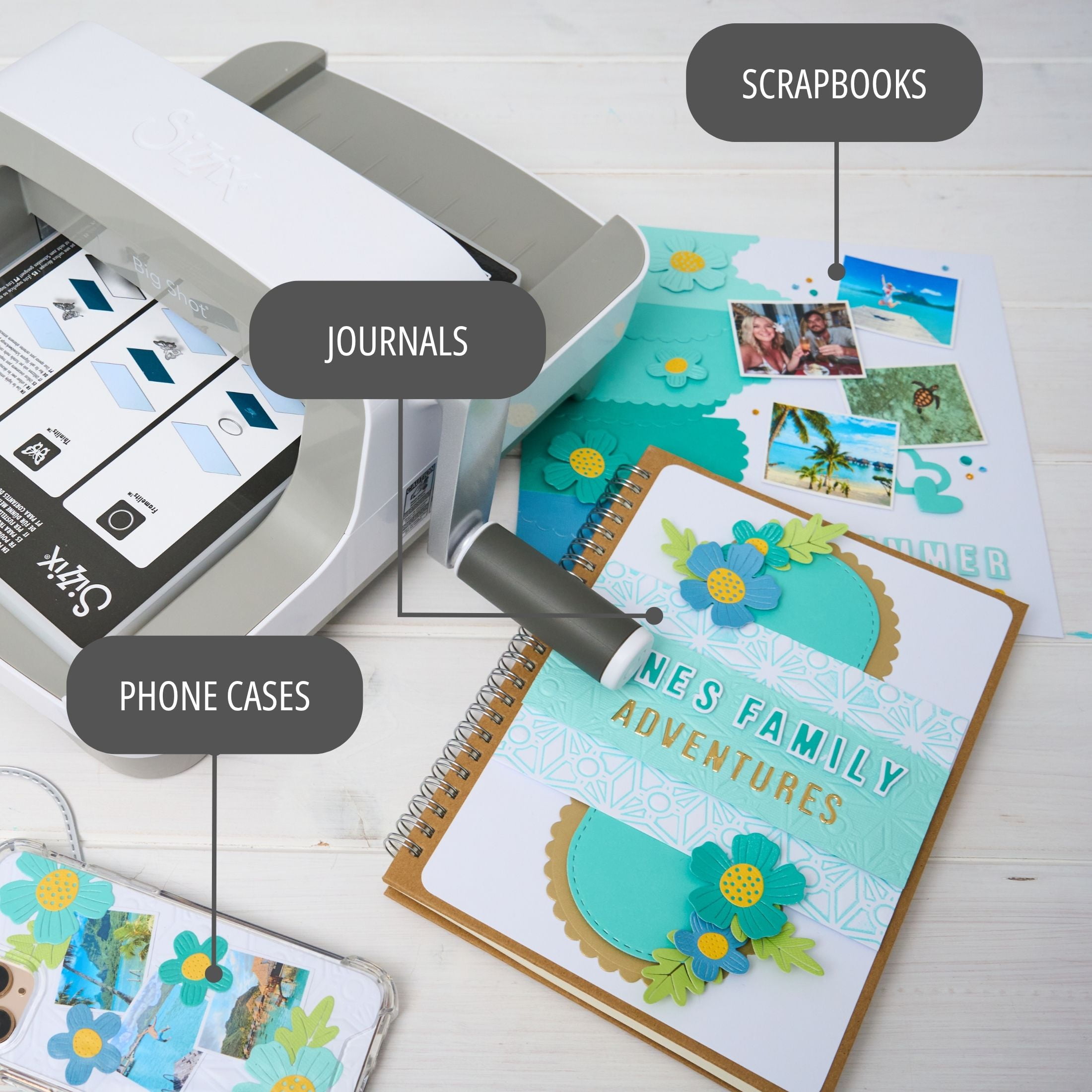 Sizzix Big Shot Machine with Starter Kit, 6" Die-Cutting and Embossing Machine with Cutting Dies, Embossing Folder and Cardstock