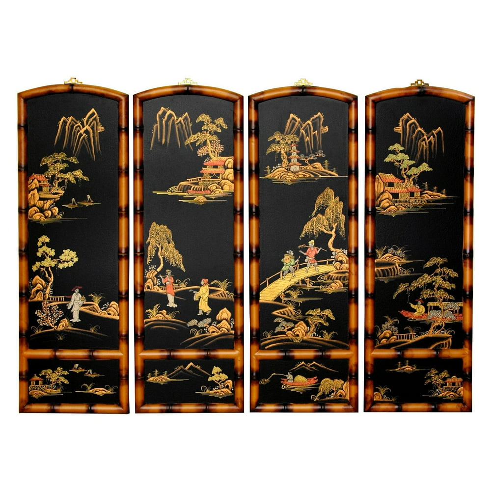 Oriental Furniture Ching Wall Plaques, set of 4, Eastern flair, Asian