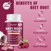 Bcuelov Beet Root Capsules 1300mg Blood Pressure Energy Endurance Support Vegan Gluten-Free 90 Count