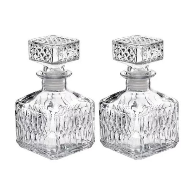 Juego 2 Licoreras Vittori Rodas Vidrio Cristal Resistente 500ml Decoracion Elegante Vintage