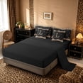 thumbnail image 4 of Meiyoeat Vintage Leopard Letter L Bedding Comforter Set 7-Piece for Women Girls, Retro Polka Dot King Bedding Sets for Daily, Black Beige Brown,Black Reversible, 4 of 6