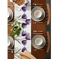 thumbnail image 5 of Table Runner 90 Inch Long - Purple Tulip Green LeavesDecorative Table Scarf,Still Life FloralDining Table Runners for Wedding Party Kitchen Dining Tables, 5 of 7
