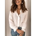 thumbnail image 4 of Blouses en Chiffon Col en V pour Femmes Manches Ballon Décontractées, 4 of 5