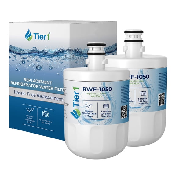 Tier1 RWF1050 5231JA2002A Refrigerator Water Filter | Replacement for LG LT500P & Kenmore 9890 Fridge Filter - Up to 12 Months Supply | Easy Install | Odor Control | Enjoy Great Tasting Water (2-pk)