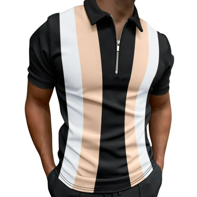 BOBOGOJP Polo de Golf pour Hommes Manches Courtes Performance Évacuant l'Humidité Polo pour Hommes (Noir,G)