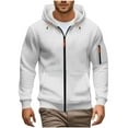 thumbnail image 2 of Men Men's Plus Size Winter Hooded Sweater Zipper Solid Color Casual Fashion Hooded Pockets Long Sleeved Outwear, 2 of 5