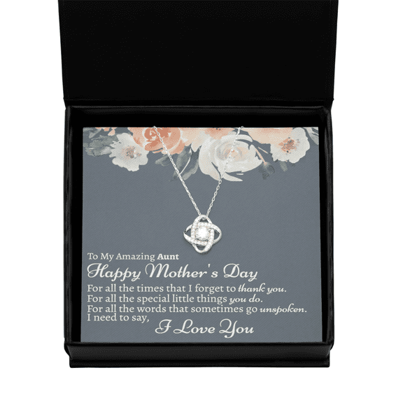 Love Knot Silver Necklace,Aunt Mothers Day Gift, Mothers Day Present For Aunt, Auntie On Mother's Day Necklace, Mothers Day Gift For Aunt