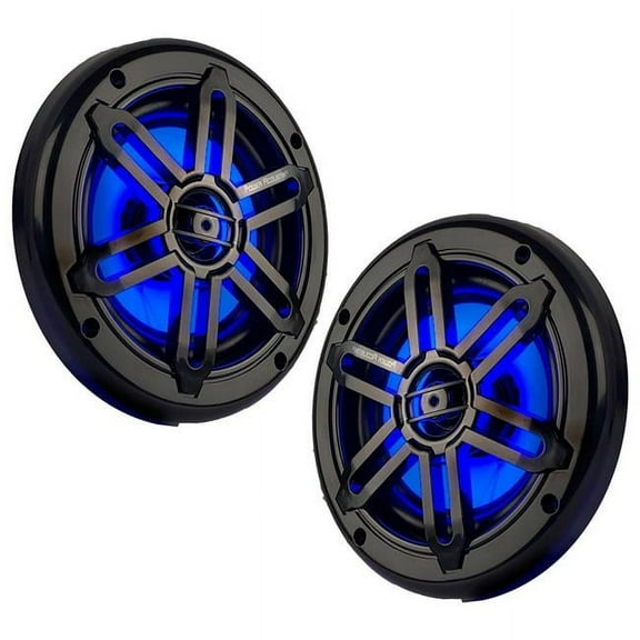 Power Acoustik MFL-65WB 6.5" Marine Coaxial Speakers w/ LED White & Black Grills