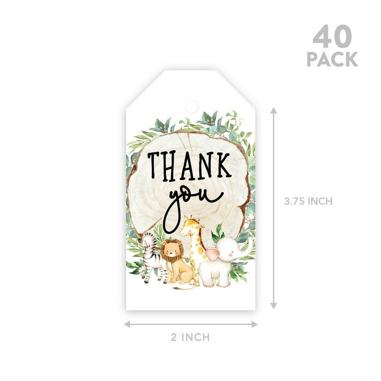 Koyal Wholesale Kids Party Favor Classic Thank You for Celebrating with US Gift Tags with String, Daisy Tags, White