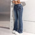 thumbnail image 6 of Otqutp Girls Flare Jeans High Elastic Waist Bell Bottom Denim Pants Bow Wide Leg Jeans Cute Y2k Streetwear Trendy Slim Jegging, 6 of 8
