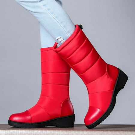 

ZMHEGW Boots For Women Winter Warm And Plus Size h New Flat Bottom Thickened Down Cloth Medium Snow Large Boots Shoes