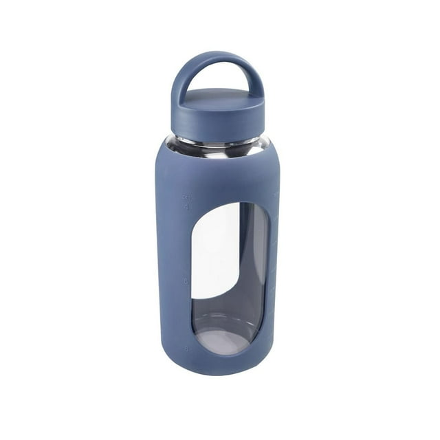 cilindro de vidrio con manga de silicón/Capacidad de 800ml azul 8.8 x 23