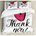 thumbnail image 1 of Thank You Duvet Cover Set Queen Size, Heart in Bold Outline Linear Hand Drawn Doodle Scribble Love Memo Thankful, 3 Piece Bedding Set with 2 Pillow Shams, Black Dark Pink, by Ambesonne, 1 of 3