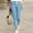 Blue, variant on ICQOVD Women Pants Women's Casual Drawstring Elastic Waist Cotton Linen Nine-quarter Pants Rollbacks Blue