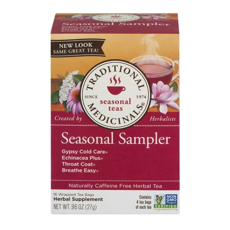 Traditional Medicinals Seasonal Herb Tea Sampler Herbal Dietary Supplement Tea Bags