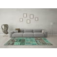 thumbnail image 3 of Ahgly Company Indoor Rectangle Patchwork Turquoise Blue Transitional Area Rugs, 5' x 7', 3 of 4