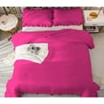 thumbnail image 6 of DNG Creations 5 Piece Vintage Ruffle Pattern Comforter Set Premium Ultra Soft 550 GSM All Season ( Oversized Super King Size ) 100% Egyptian Cotton Solid Hot Pink Colour, 6 of 8
