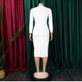 thumbnail image 6 of Women Plus Size Bodycon Stretchy Ruched Basic Midi Work Office Midi Pencil Dress, 6 of 8