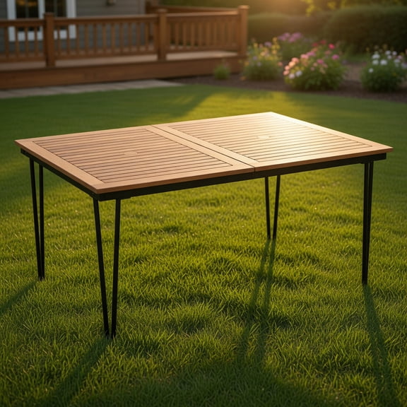 GVN 79 Inch 8-Person Outdoor Dining Table with 1.9 Inch Umbrella Hole, Patio Seating Conversation Set, Modern Patio Chair Sectional All Weather Proof for Patio Back Deck