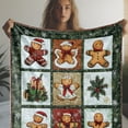thumbnail image 3 of Cozy Vintage Christmas Flannel Blanket - Plaid, Holly & Gingerbread Print | Soft & Warm for Couch, Bed, Car, Office | Versatile All-Season Throw, 3 of 6