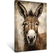 ZHONGYUTONG Donkey Canvas Wall Art Funny Donkey Picture Prints Rustic Animals Portrait Poster Farmhouse Bathroom Decor Framed (28.00" x 42.00")