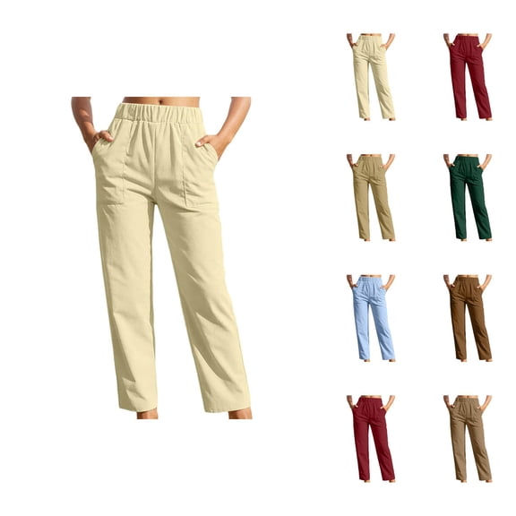 Corduroy Pants Women 2026 Spring Fall Elastic Waist Straight Leg Casual Loose Lounge Pants with Pockets