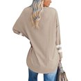 thumbnail image 3 of LUXUR T-shirt pour Femmes à Blocs de Couleur T-shirt à Manches Longues Tee Décontracté Hauts Col Rond Chandail Abricot TG, 3 of 3