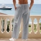 thumbnail image 5 of Pantalones largos para hombre, de ocio, con bolsillo, cordón, tubo recto, sueltos, fáciles de doblar, de moda, de poliéster, 5 of 9