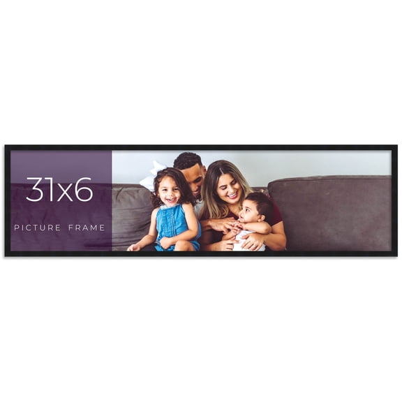 31x6 Frame Black Real Wood Picture Frame Width 0.75 inches | Interior Frame Depth 0.5 inches | Noir